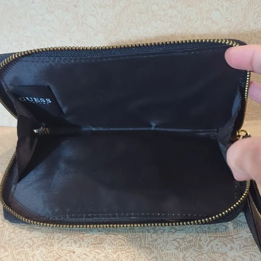 Guess Black and Gold Studded Women's Wristlet Wallet Handbag